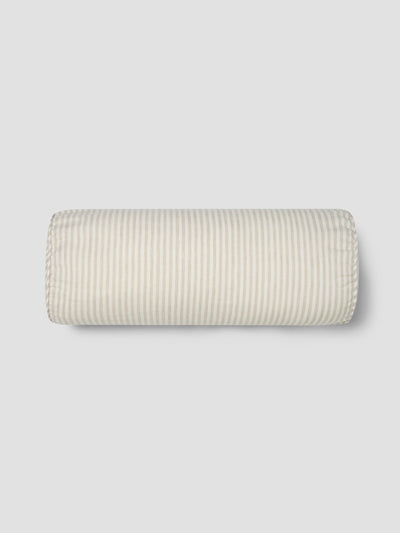 Oatmeal Stripe Linen Blend Bolster Filled Cushion