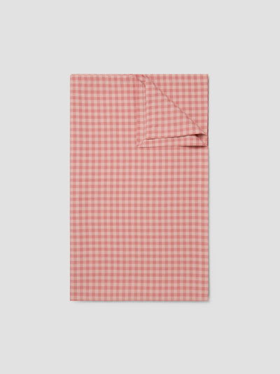 Folded Dusty Pink & Rose Gingham Linen Blend Tablecloth