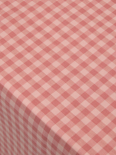 Dusty Pink & Rose Gingham Linen Blend Tablecloth Close up