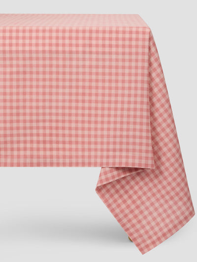 Dusty Pink & Rose Gingham Linen Blend Tablecloth