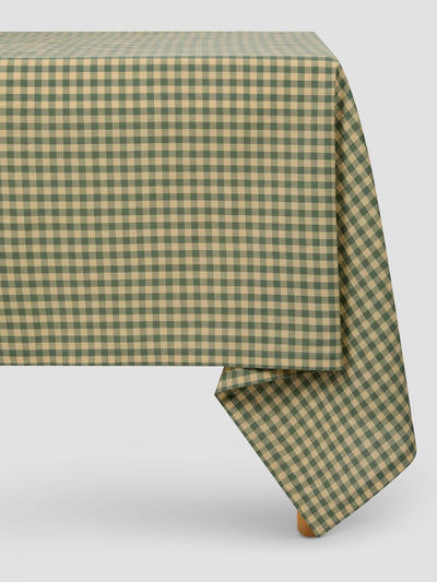 Elm Green & Butter Yellow Gingham Linen Blend Tablecloth - alternate image