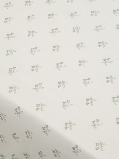 Detail Mellow Green Martha Floral Frill Linen Blend Tablecloth