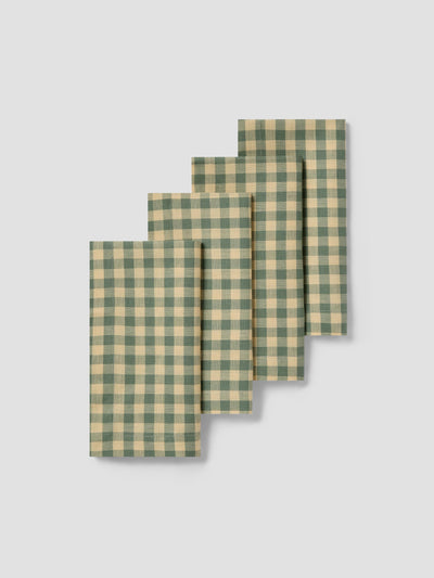 Elm Green & Butter Yellow Gingham Linen Blend Napkins Set of 4 - alternate image