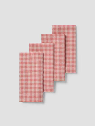 Dusty Pink & Rose Gingham Linen Blend Napkins Set of 4