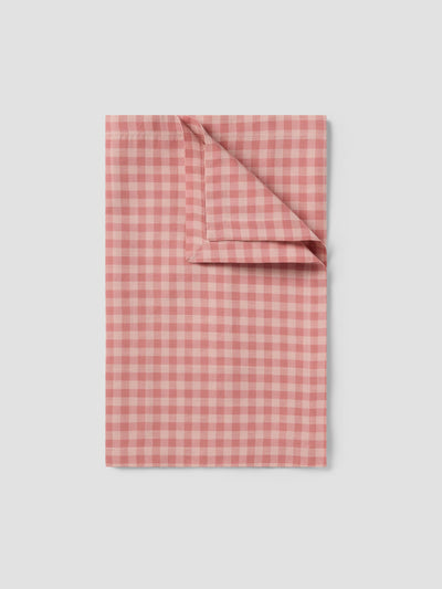 Dusty Pink & Rose Gingham Linen Blend Table Runner