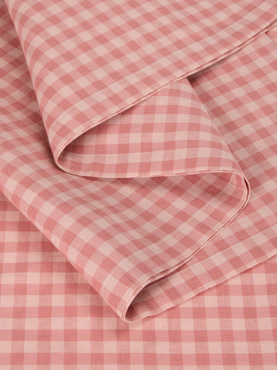 Dusty Pink & Rose Gingham Linen Blend Table Runner