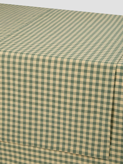 Elm Green & Butter Yellow Gingham Linen Blend Table Runner