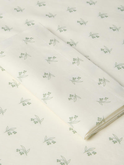 Mellow Green Martha Floral Linen Blend Napkins