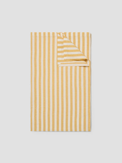 Folded Honey Pembroke Stripe Linen Blend Tablecloth