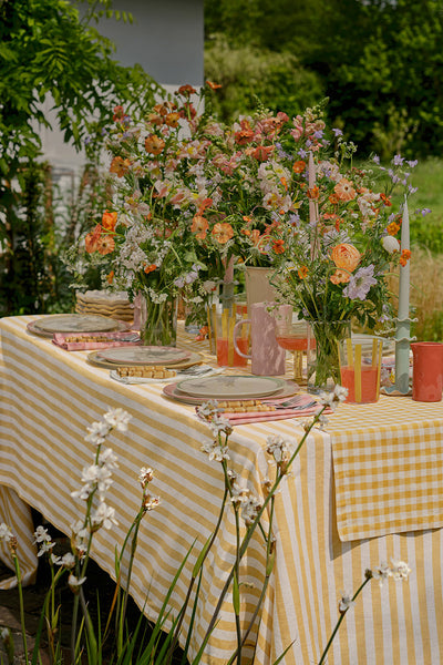 Honey Pembroke Stripe Linen Blend Tablecloth