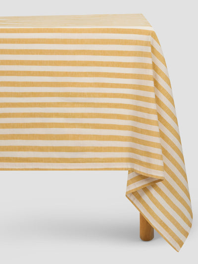 Honey Pembroke Stripe Linen Blend Tablecloth