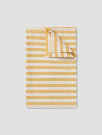 Folded Honey Pembroke Stripe Linen Blend Table Runner