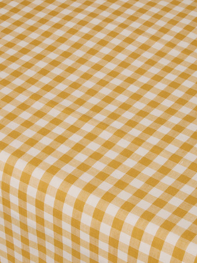 Honey Gingham Linen Blend Tablecloth Close up