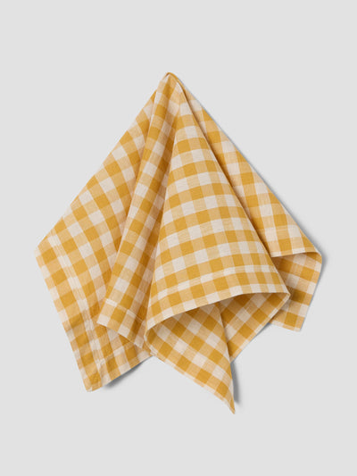 Honey Gingham Linen Blend Napkins Set of 4