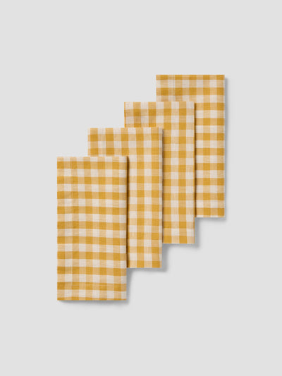 Honey Gingham Linen Blend Napkins Set of 4