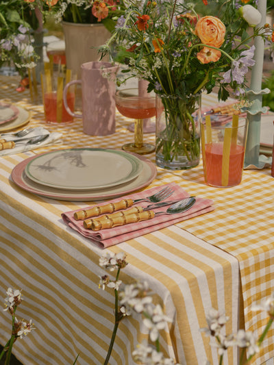 Honey Gingham Linen Blend Table Runner