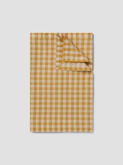 Folded Honey Gingham Linen Blend Table Runner