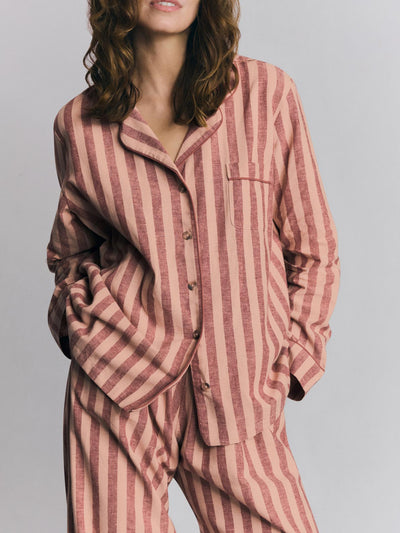 Rhubarb & Rose Pembroke Stripe Linen Blend Pajama Set