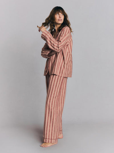 Rhubarb & Rose Pembroke Stripe Linen Blend Pajama Set
