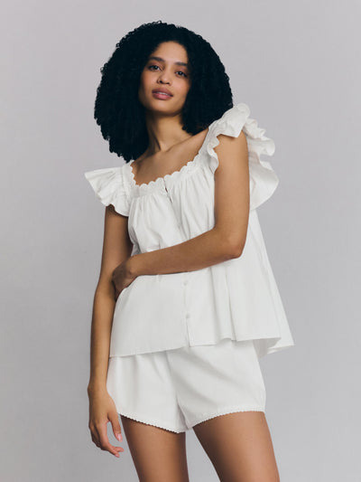 White Embroidered Cami Set
