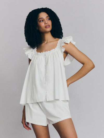 White Embroidered Cami Set