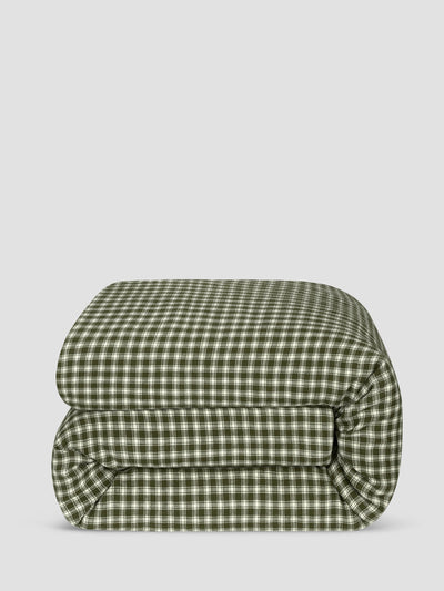Fern Green Heritage Gingham 100% Linen Duvet Cover - alternate image