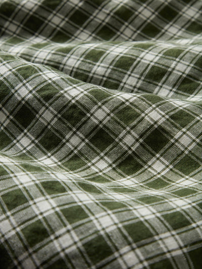 Fern Green Heritage Gingham Linen Fabric Swatch