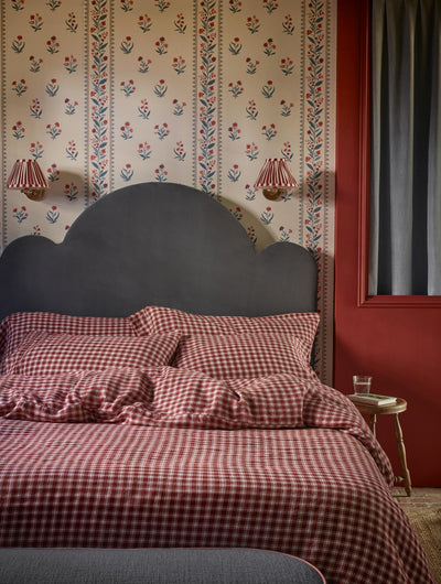 Rhubarb Heritage Gingham 100% Linen Bedding
