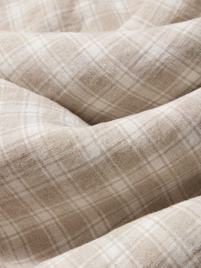 Oatmeal Heritage Gingham 100% Linen Bedding detail