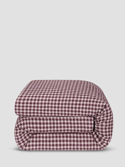 Berry Heritage Gingham 100% Linen Duvet Cover - alternate image