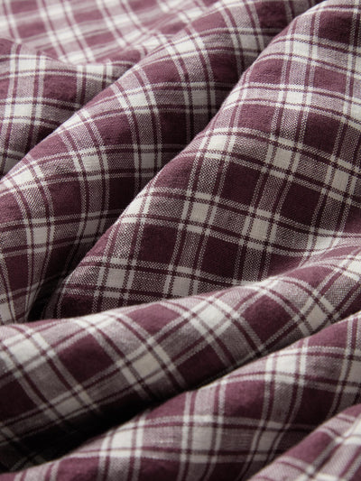 Berry Heritage Gingham Linen Fabric Swatch
