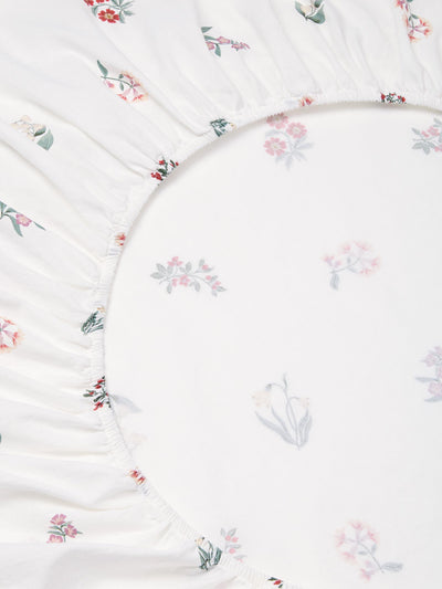 White Woodland Floral Linen Blend Fitted Sheet - alternate image