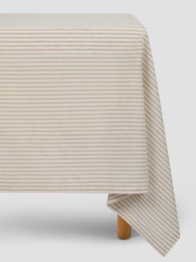 Oatmeal Stripe Linen Blend Tablecloth