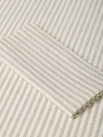 Close up of Oatmeal Stripe Linen Blend Napkins Set 