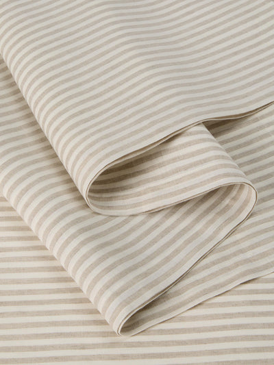 Oatmeal Stripe Linen Blend Table Runner