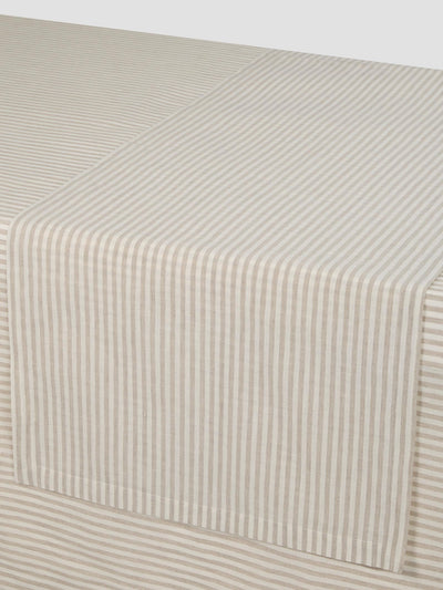 Oatmeal Stripe Linen Blend Table Runner