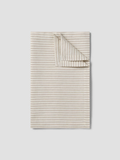Folded Oatmeal Stripe Linen Blend Table Runner