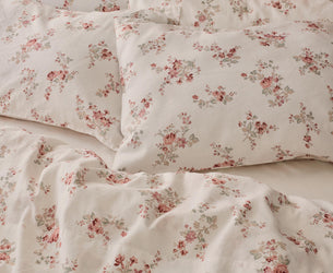 Dusty Pink Heirloom Rose Linen Blend Pillowcases (Pair)