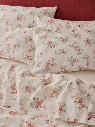 Dusty Pink Heirloom Rose Linen Blend Pillowcases (Pair)