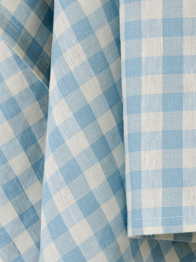 Warm Blue Gingham Linen Blend Tea Towel - alternate image