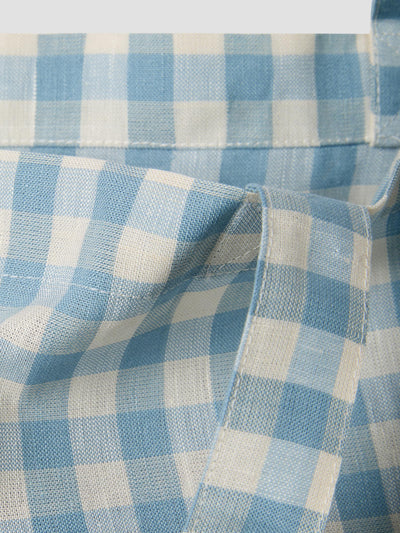 Warm Blue Gingham Linen Blend Tote Bag - alternate image