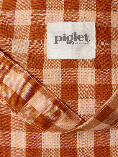 Cinnamon/Peach Colour Drenched Gingham Linen Blend Tote Bag - alternate image