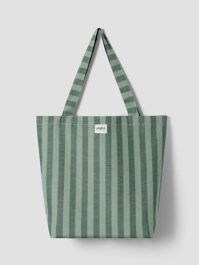 Pine Green Pembroke Stripe Linen Blend Tote Bag