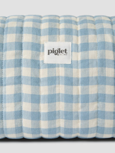 Warm Blue Gingham Linen Blend Wash Bag