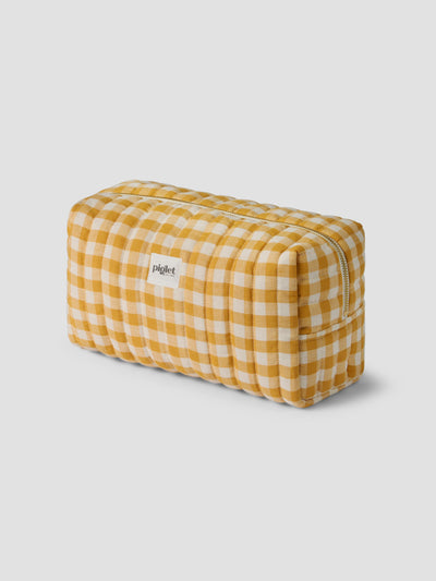 Honey Gingham Linen Blend Wash Bag