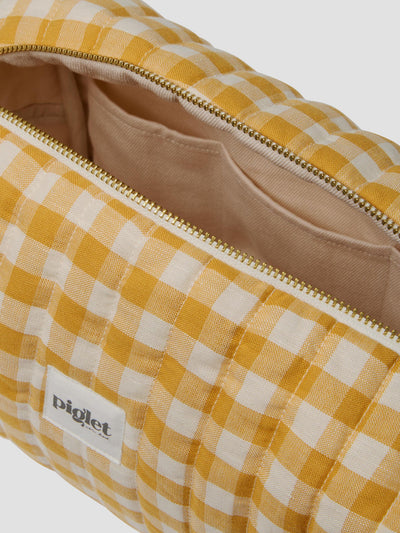 Honey Gingham Linen Blend Wash Bag - alternate image
