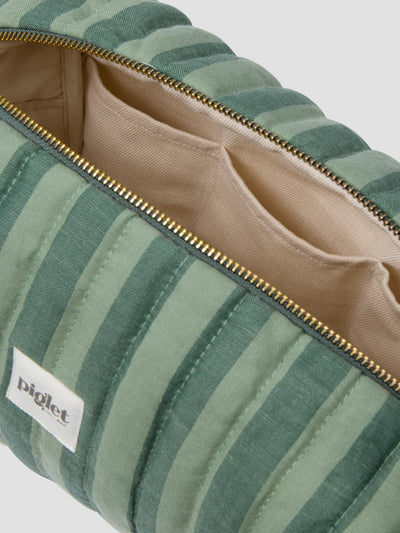 Pine Green Pembroke Stripe Linen Blend Wash Bag - alternate image