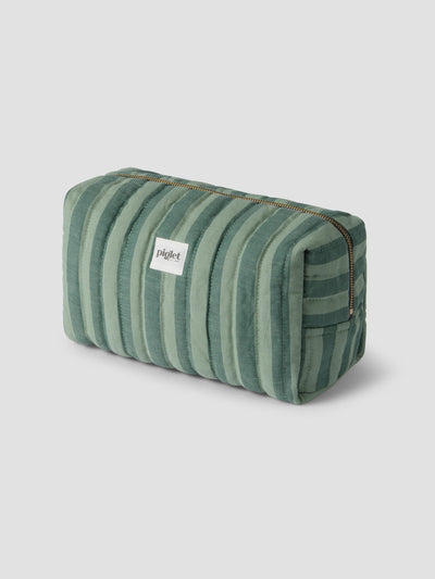 Pine Green Pembroke Stripe Linen Blend Wash Bag