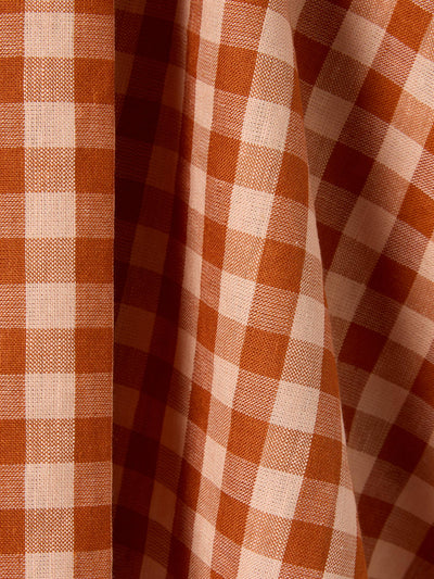 Cinnamon/Peach Colour Drenched Gingham Linen Blend Tea Towel - alternate image
