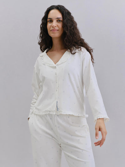 Martha Floral Frill Cotton Cropped Trouser Set - alternate image